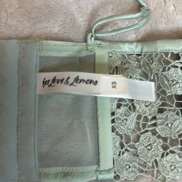 For Love & Lemons Rhinstone Mint Green Floral Lace Bra

XS - Picture 3 of 5